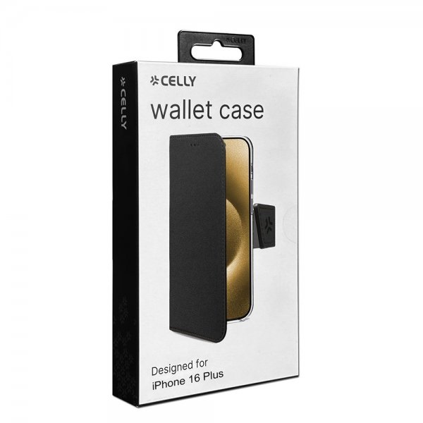 Celly iPhone 16 Plus Etui Wally Wallet Case Svart