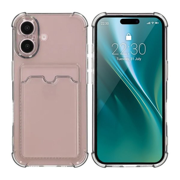 iPhone 16 Plus Deksel Kortholder Støtsikker Svart