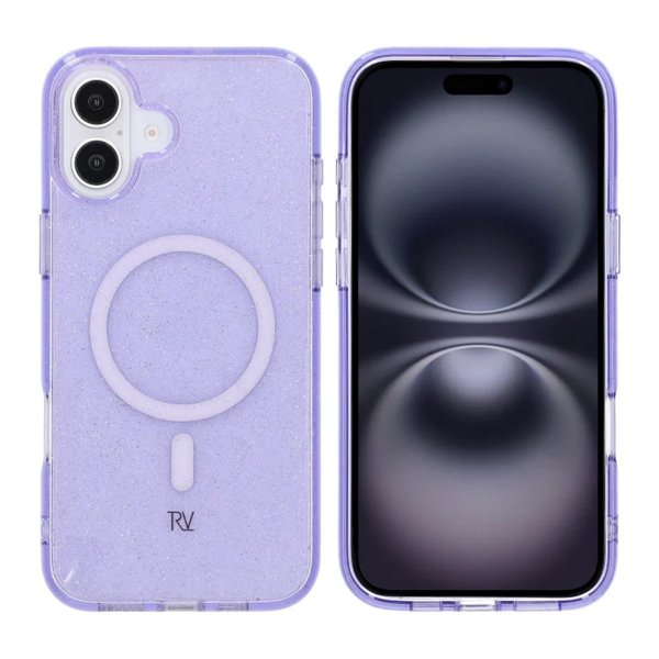 Rvelon iPhone 16 Plus Deksel Glitter MagSafe Lilla