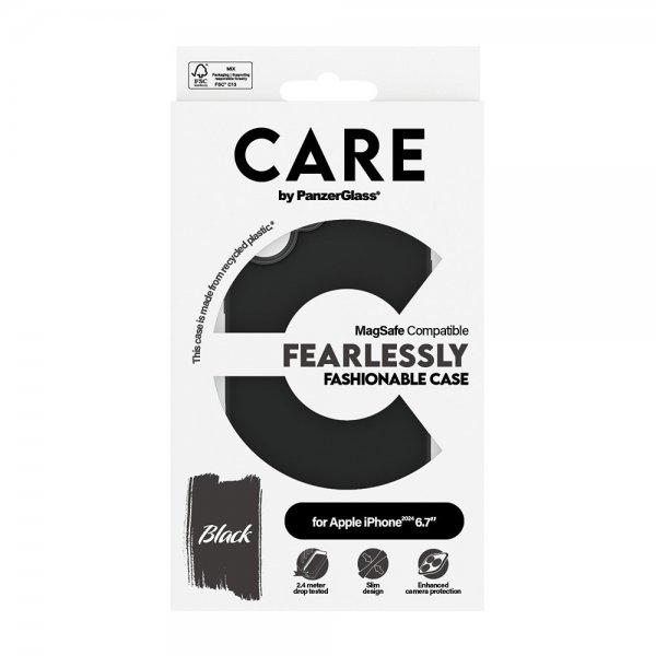 CARE by PanzerGlass iPhone 16 Plus Deksel Fashionable MagSafe Svart