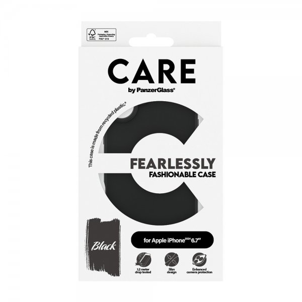 CARE by PanzerGlass iPhone 16 Plus Deksel Fashionable Svart