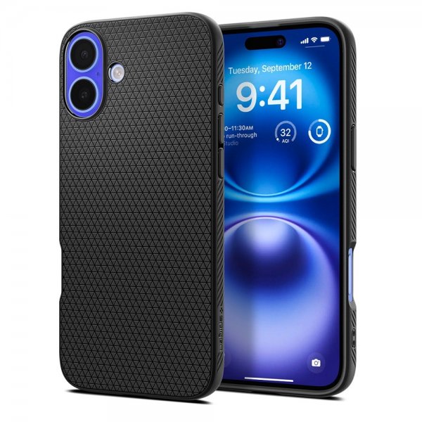 Spigen iPhone 16 Plus Deksel Liquid Air Matte Black
