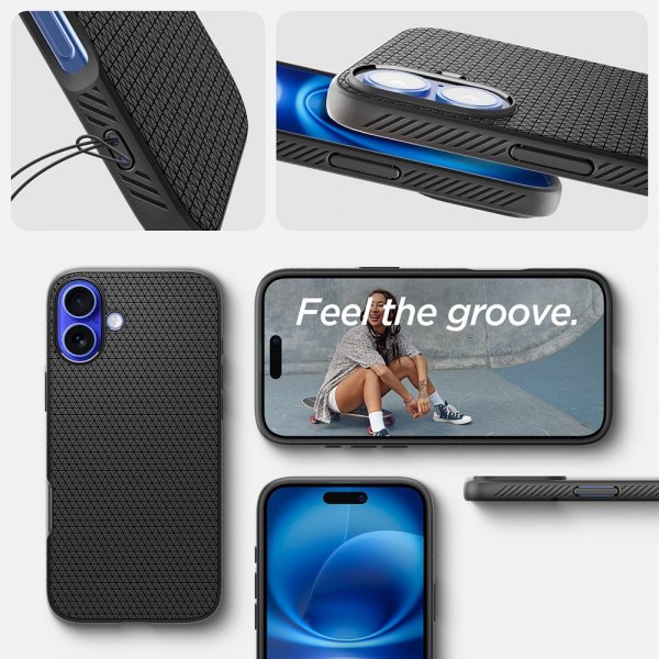 Spigen iPhone 16 Plus Deksel Liquid Air Matte Black