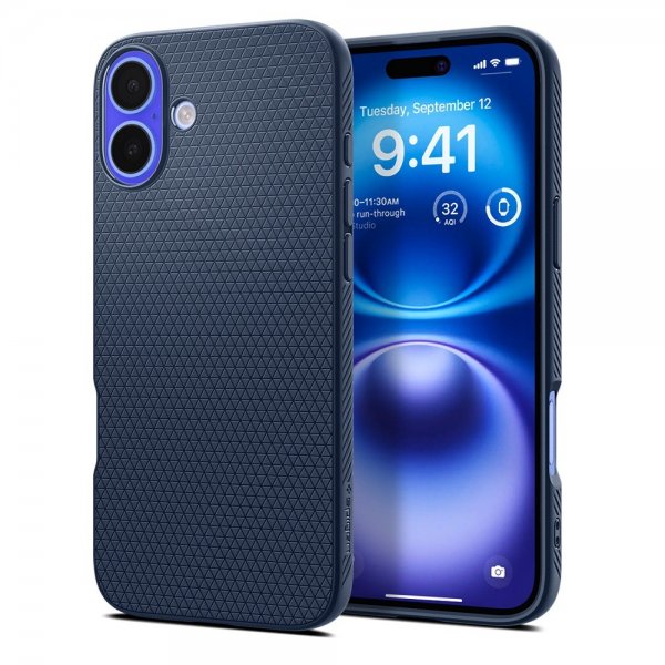 Spigen iPhone 16 Plus Deksel Liquid Air Navy Blue