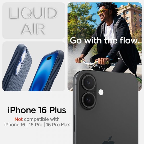 Spigen iPhone 16 Plus Deksel Liquid Air Navy Blue