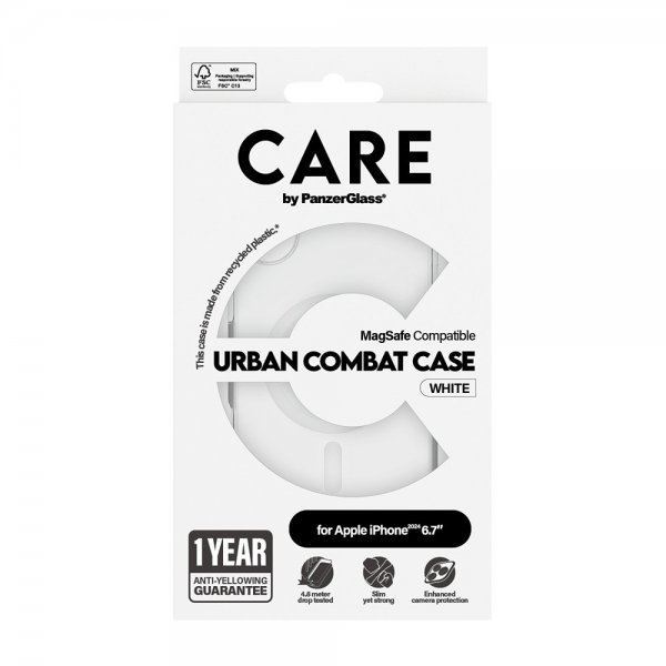 CARE by PanzerGlass iPhone 16 Plus Deksel Urban Combat MagSafe Hvit