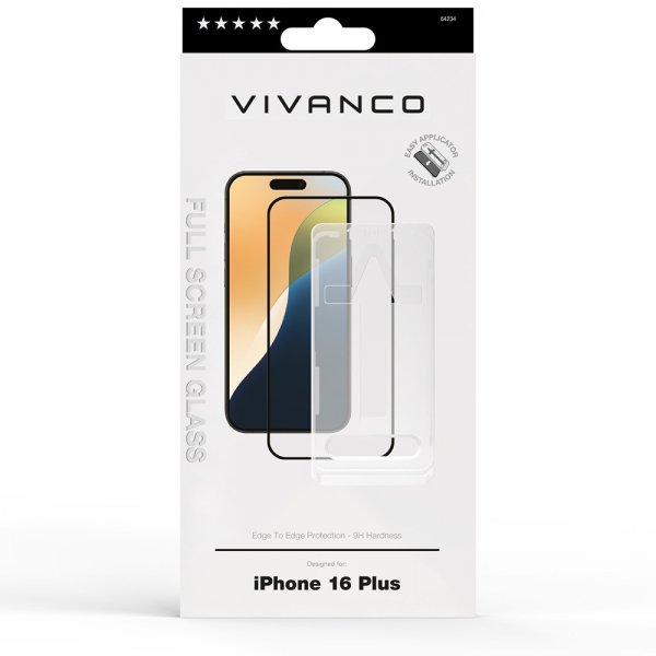 Vivanco iPhone 16 Plus Skjermbeskytter Full Screen