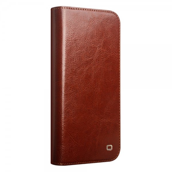 Qialino iPhone 16 Pro Etui Ekte Skinn Brun