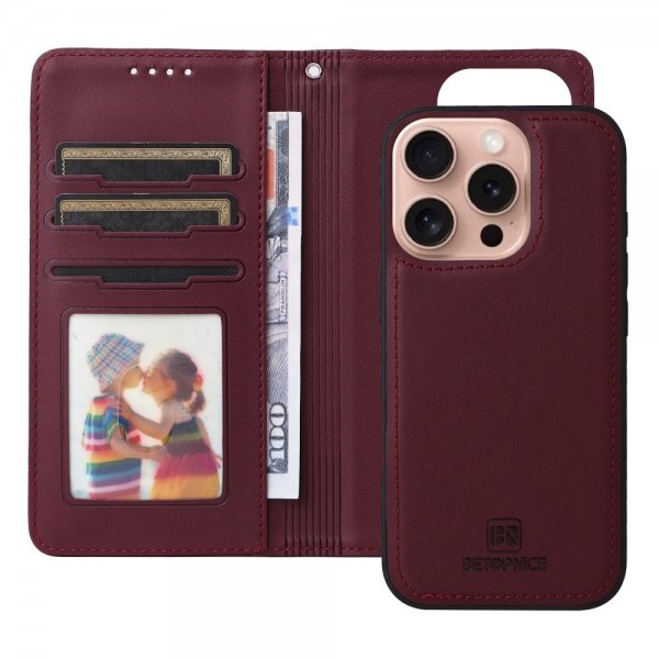 Betopnice iPhone 16 Pro Etui Avtagbart Deksel 005 Rød