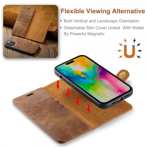 Dg.Ming iPhone 16 Pro Etui Avtagbart Deksel Brun