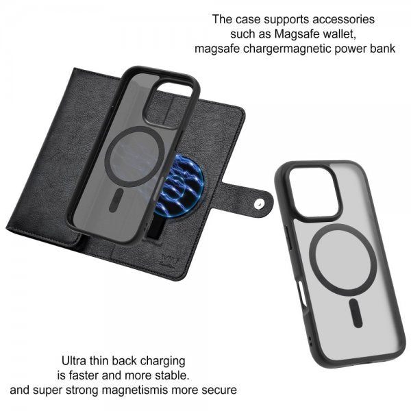 VILI iPhone 16 Pro Etui Avtagbart Deksel GV Series MagSafe Svart