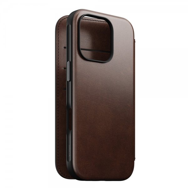 Nomad iPhone 16 Pro Etui Modern Leather Folio Horween Rustic Brown