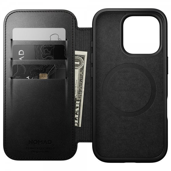 Nomad iPhone 16 Pro Etui Modern Leather Folio Horween Svart