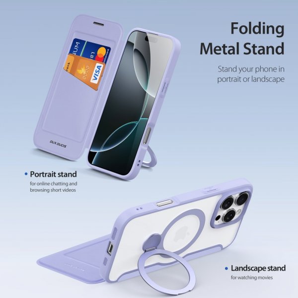 Dux Ducis iPhone 16 Pro Etui Skin X Pro Series Kickstand MagSafe Lilla