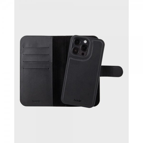 holdit iPhone 16 Pro Etui Wallet Case Magnet Plus Svart