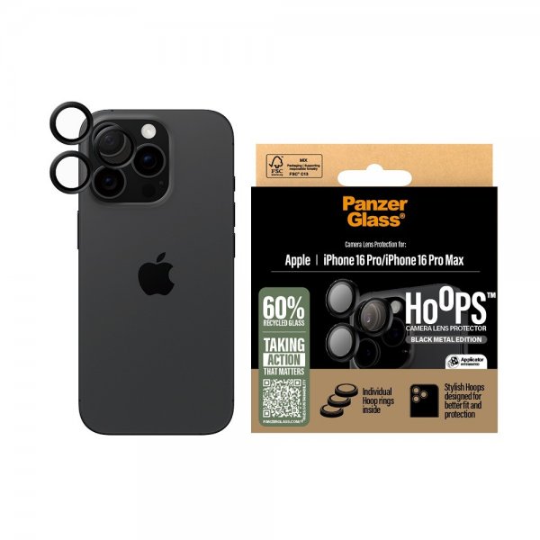 PanzerGlass iPhone 16 Pro/iPhone 16 Pro Max Kamerabeskytter Hoops Svart