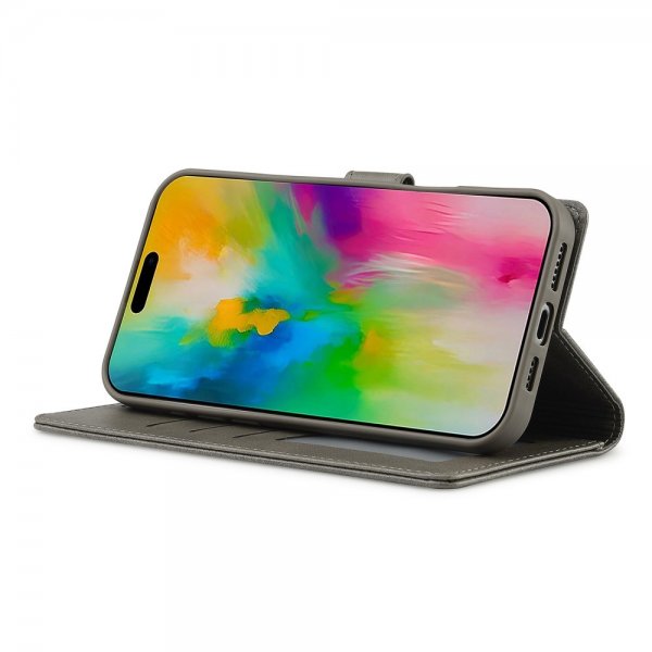 Lc.Imeeke iPhone 16 Pro Max Etui med Kortlomme stativfunksjon Grå