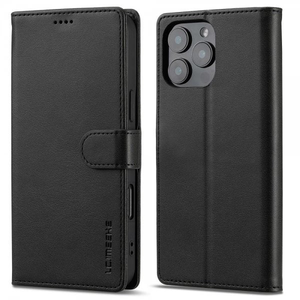 Lc.Imeeke iPhone 16 Pro Max Etui med Kortlomme stativfunksjon Svart