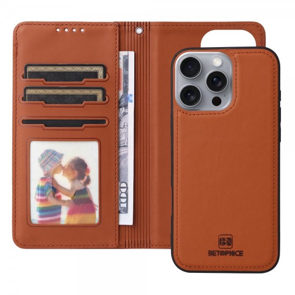 Betopnice iPhone 16 Pro Max Etui Avtagbart Deksel 005 Brun