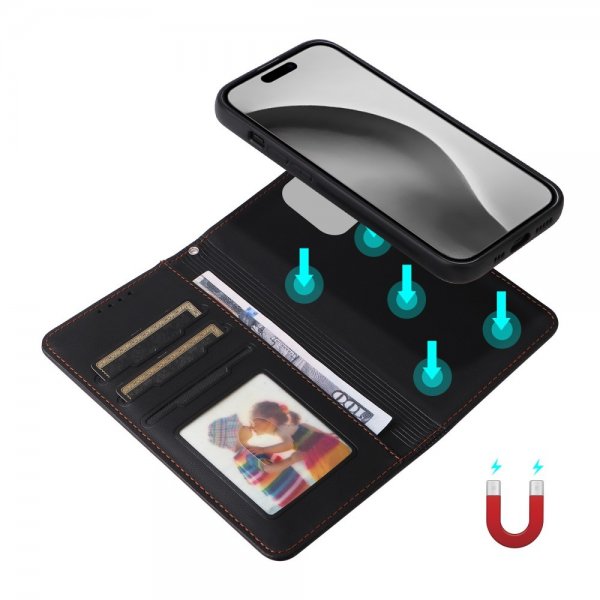 Betopnice iPhone 16 Pro Max Etui Avtagbart Deksel 005 Svart
