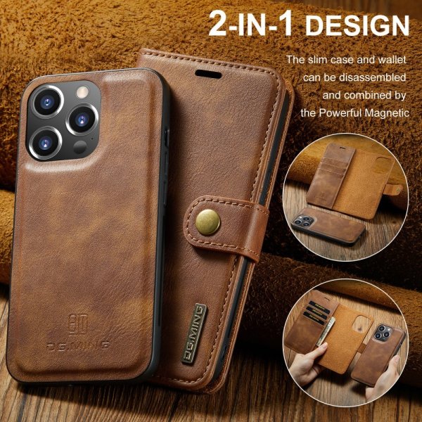 Dg.Ming iPhone 16 Pro Max Etui Avtagbart Deksel Brun