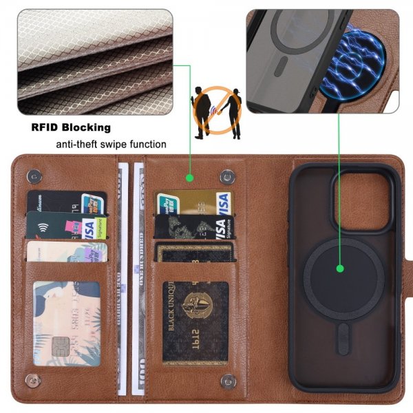 VILI iPhone 16 Pro Max Etui Avtagbart Deksel GV Series MagSafe Brun