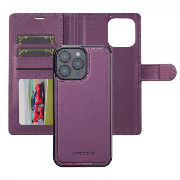Lc.Imeeke iPhone 16 Pro Max Etui Avtagbart Deksel L2 Series MagSafe Lilla