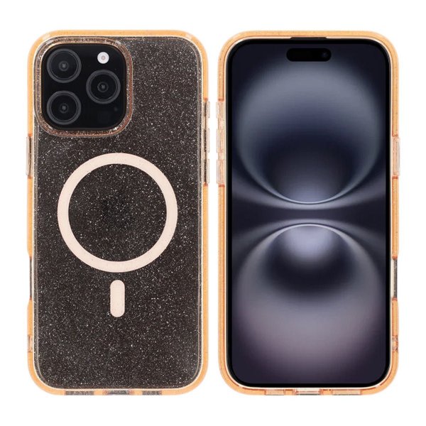 Rvelon iPhone 16 Pro Max Deksel Glitter MagSafe Gull