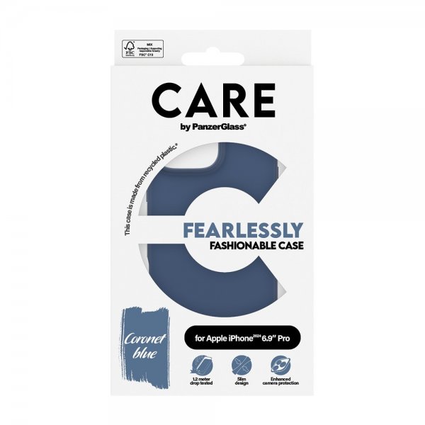 CARE by PanzerGlass iPhone 16 Pro Max Deksel Fashionable Blå