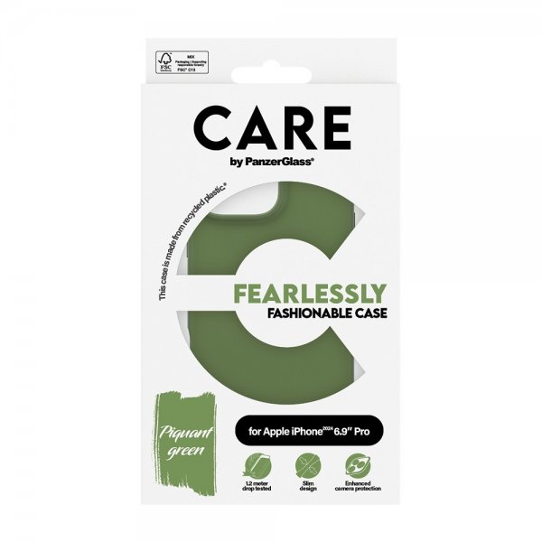 CARE by PanzerGlass iPhone 16 Pro Max Deksel Fashionable Grønn
