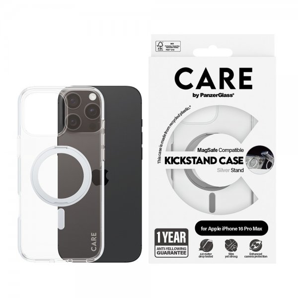CARE by PanzerGlass iPhone 16 Pro Max Deksel Kickstand MagSafe Sølv