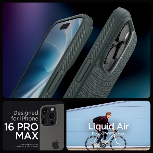 Spigen iPhone 16 Pro Max Deksel Liquid Air Abyss Green