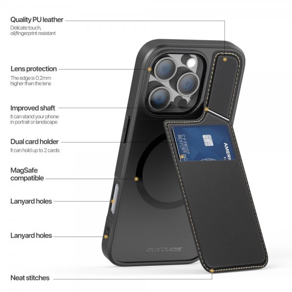 Dux Ducis iPhone 16 Pro Max Deksel Rafi II Series MagSafe Svart