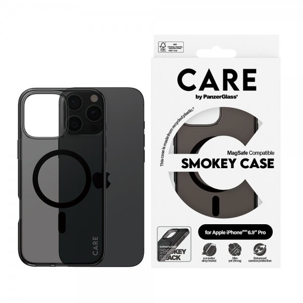 CARE by PanzerGlass iPhone 16 Pro Max Deksel Smokey MagSafe Svart