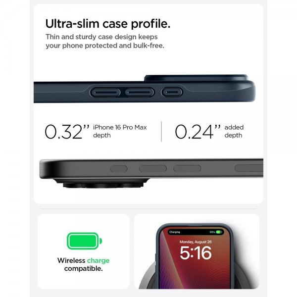 Spigen iPhone 16 Pro Max Deksel Thin Fit MagFit Metal Slate