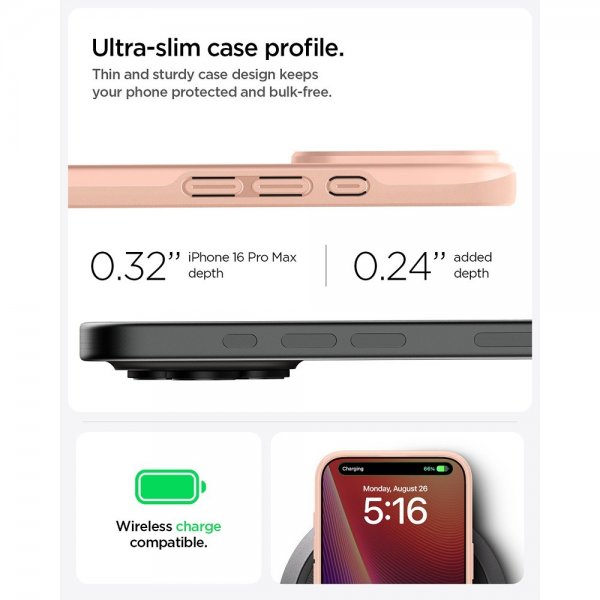 Spigen iPhone 16 Pro Max Deksel Thin Fit MagFit Rose Titanium