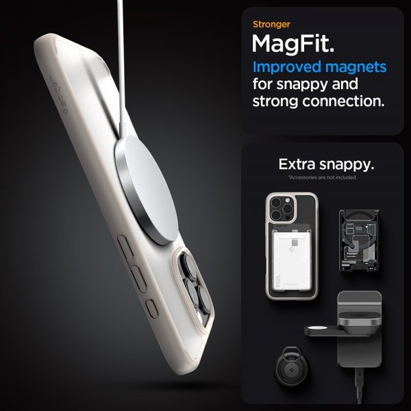 Spigen iPhone 16 Pro Max Deksel Ultra Hybrid MagFit Frost Natural Titanium