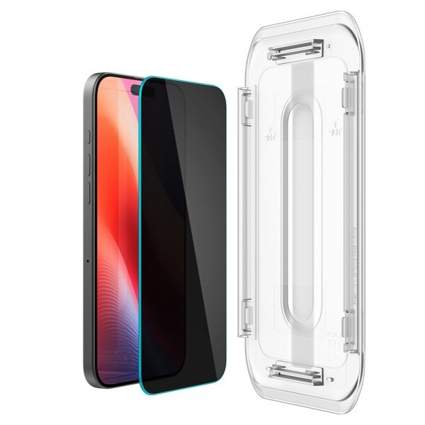 Spigen iPhone 16 Pro Max/iPhone 17 Pro Max Skjermbeskytter GLAS.tR EZ Fit Privacy 2-pakning