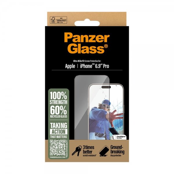 PanzerGlass iPhone 16 Pro Max Skjermbeskytter Ultra-Wide Fit EasyAligner