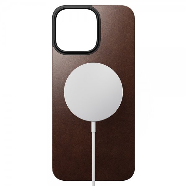 Nomad iPhone 16 Pro Max Skin Magnetic Leather Back Rustic Brown