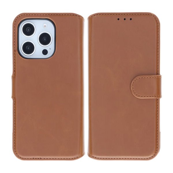 Rvelon iPhone 16 Pro Etui Detachable Wallet Case Brun