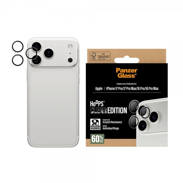 PanzerGlass iPhone 16 Pro/Pro Max/17 Pro/Pro Max Kamerabeskytter Hoops Transparent