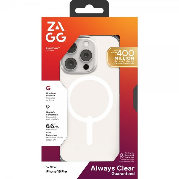 Zagg iPhone 16 Pro Deksel Crystal Palace Lite Snap Transparent