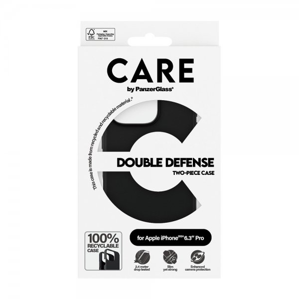 CARE by PanzerGlass iPhone 16 Pro Deksel Double Defence Svart