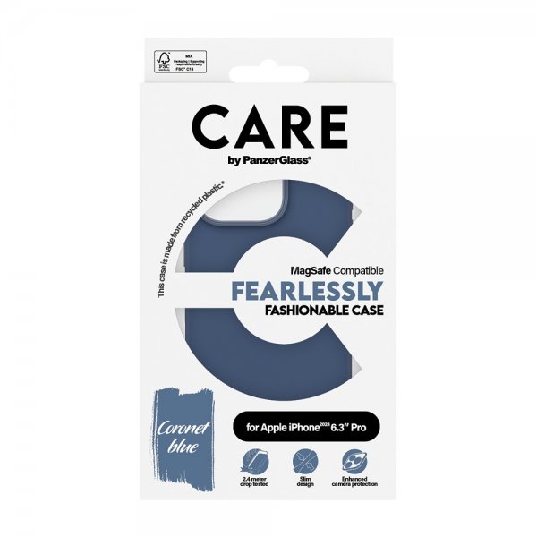 CARE by PanzerGlass iPhone 16 Pro Deksel Fashionable MagSafe Blå