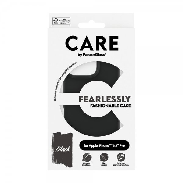 CARE by PanzerGlass iPhone 16 Pro Deksel Fashionable Svart