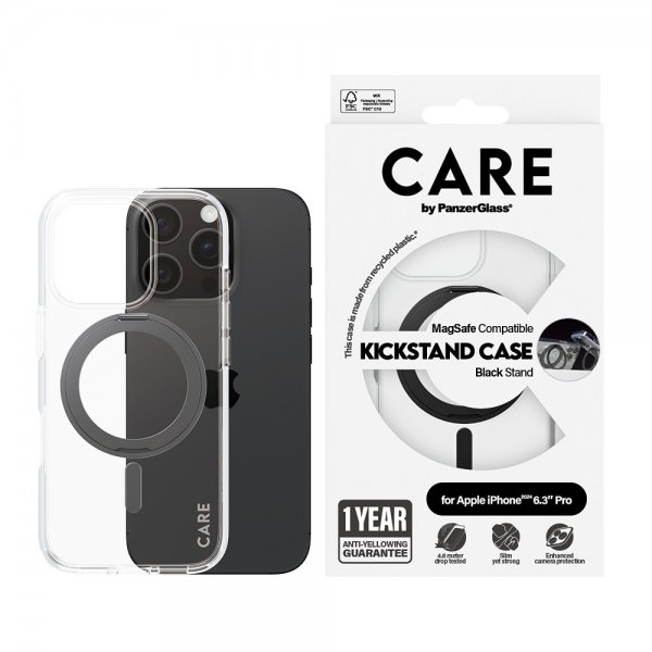 CARE by PanzerGlass iPhone 16 Pro Deksel Kickstand MagSafe Svart