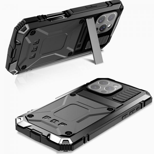 R-JUST iPhone 16 Pro Deksel Metall Støtsikker Svart