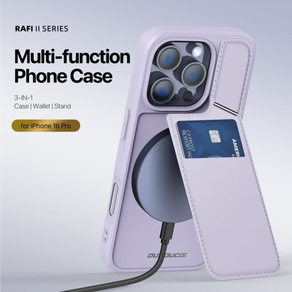 Dux Ducis iPhone 16 Pro Deksel Rafi II Series MagSafe Lilla