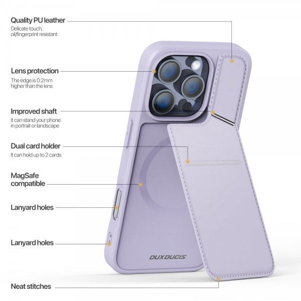 Dux Ducis iPhone 16 Pro Deksel Rafi II Series MagSafe Lilla
